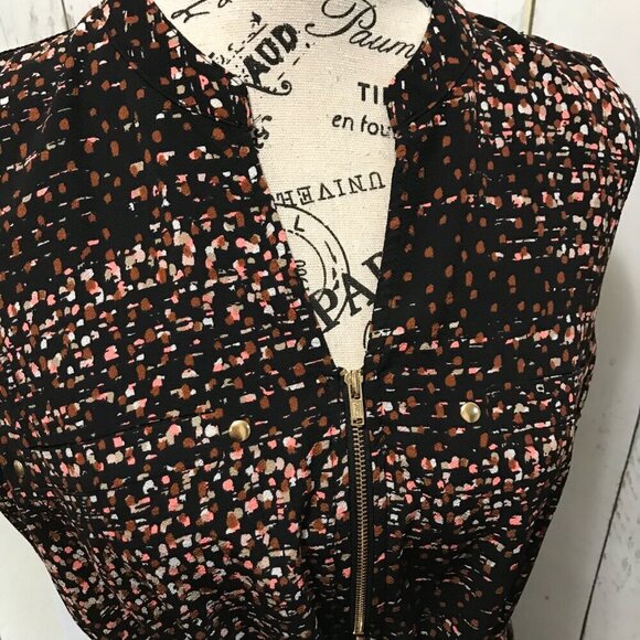 Apt 9 sleeveless mini length dress.  Size Large.  Black, brown, peach, gold - Picture 7 of 11